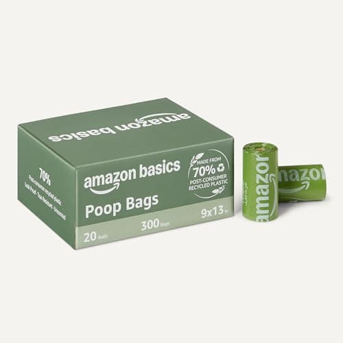 Amazon Basics - Sacs à déjections canines en matériel recyclé, non parfumés, 300 sacs (20 paquets de 15 sacs)  

Amazon