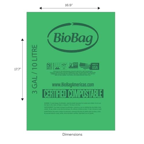 BioBag - Lot de 100 sacs alimentaires compostables pour cuisine, idéal pour la maison, salle de mange, compostage facile
