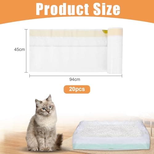Sacs à litière XXL indéchirables hygiéniques - Lot de 20 sacs poubelle robustes pour chat avec cordon de serrage - Sacs