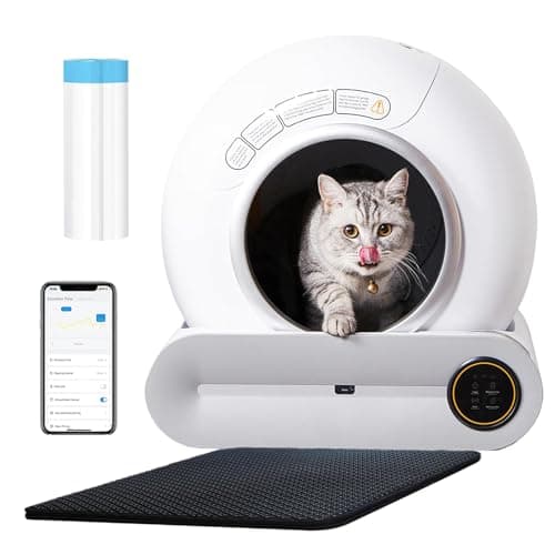 Sacs Litière Chat RMAN 3 Rouleaux, Biodégradables et Durables, Autonettoyants, 50 x 45 cmpour Chat — Blanc