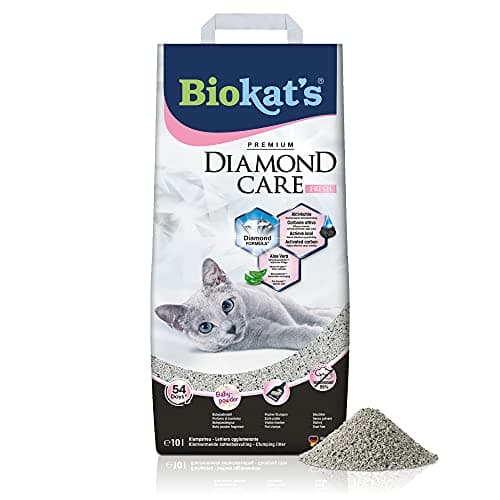 Biokat's Diamond Care Fresh au parfum de talc - Litière fine pour chats - Pour chats sensibles - Absorbe puissamment et