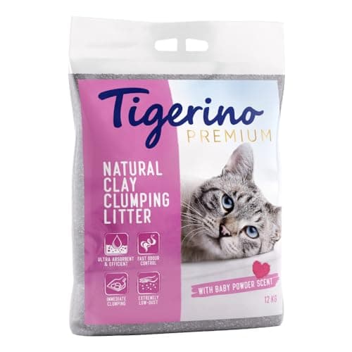 Litière Tigerino Premium pour Chat : Absorbante,odeur Talc, 2x12KG