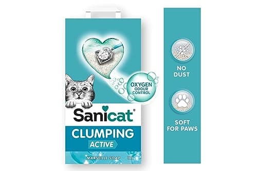 Sanicat - Litière pour Chats Ultra-agglomérante Blanche - Parfum de Savon de Marseille, Fabriquée à partir de minéraux n
