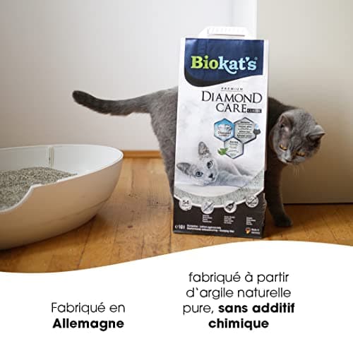 Biokat's Diamond Care Classic - Litière fine pour chats sans parfum au charbon actif et à l'Aloe vera - 1 sac (1 à 10 l)