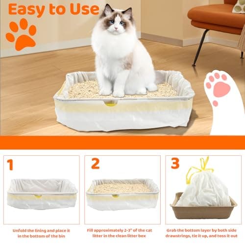 Sacs à litière Jumbo pour Chat - Résistants aux déchirures - 2,5 mm d'épaisseur - Durable - Lot de 50 - 91,4 x 45,7 cm -