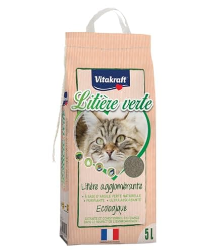 VITAKRAFT Litière Verte Écologique Compostable Anti-Odeur Pour Chat - Ultra-Absorbante - Purifiante - 5 Litres