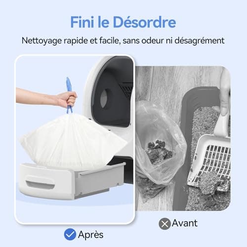 Amicura Litiere Chat Autonettoyante - 45 Pièces de Sac Litiere pour Cura 2 Bac à Litter Automatic, Biodégradables Durabl