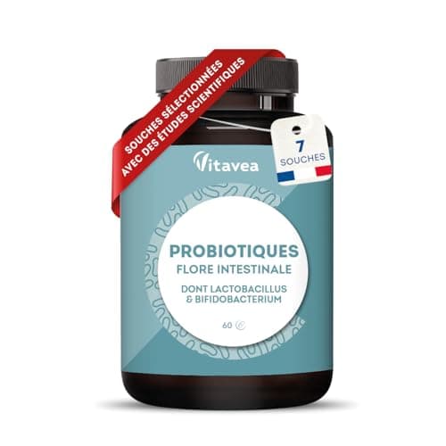 Probiotiques Flore Intestinale Vitavea - 7 Souches - 28 Milliards d'UFC/jour - Transit & Santé Microbiotique - 60 Gélule