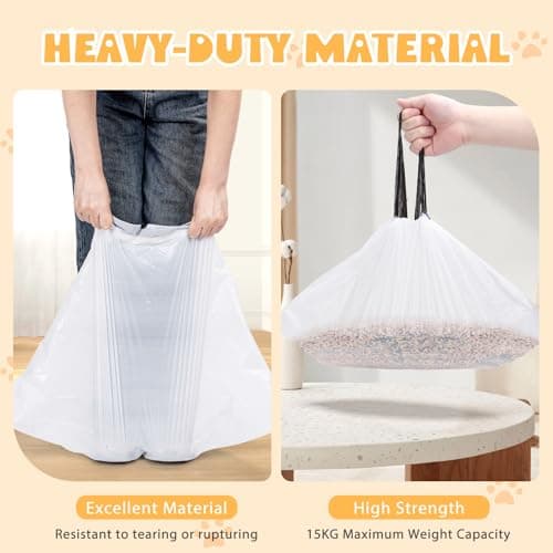 Nobleza Sacs Hygièniques Pour Litière Chat 79 * 45 cm avec Doublures Résistantes aux Griffures et Cordons de Serrage pou