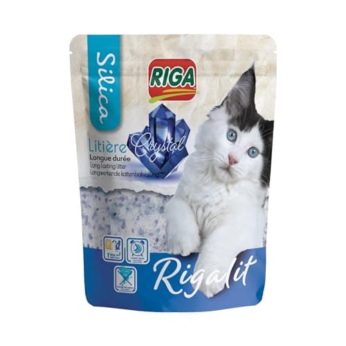 Rigalit Crystal Riga - Litière pour Chat Absorbante d'Origine Minérale - Gel de Silice - Absorbe les Odeurs - Anti Dével