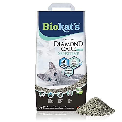 Litière Fine pour Chats Sans Additif Chimique Spécialement Conçue pour les Chats Sensibles - Biokat Diamond Care Sensiti