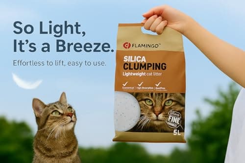 Litère pour chats Flamingo, granulés de charbon, parfum neutre, douce pour les pattes, 5L pour 6 semaines, neutralise le