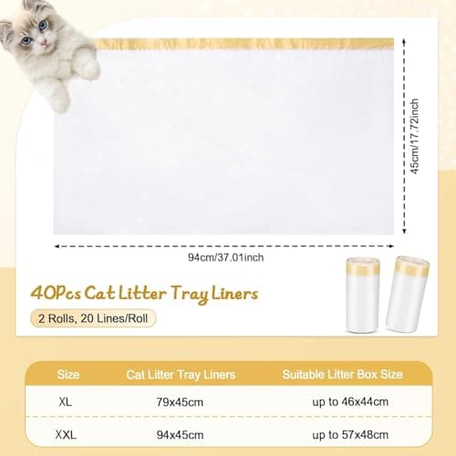 Zocipro sac litière chat 40 pièces 79x45 cm indechirable bac litière grande taille