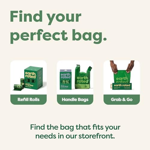 Sac à crottes Earth Rated pour chiens, ouvrants larges, facile à nouer et étanché, parfum lavande, 120 sacs avec poignée
