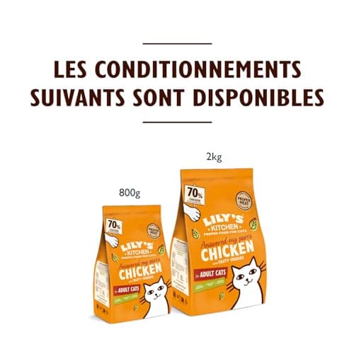Lily’s Kitchen Sac d’aliments secs pour chats adultes à base de poulet et légumes 2 kg sans céréales