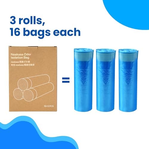 Neakasa Lot de 48 sacs de recharge XXL pour poubelle à litière pour chat, excellente étanchéité EVOH 7 couches pour cont
