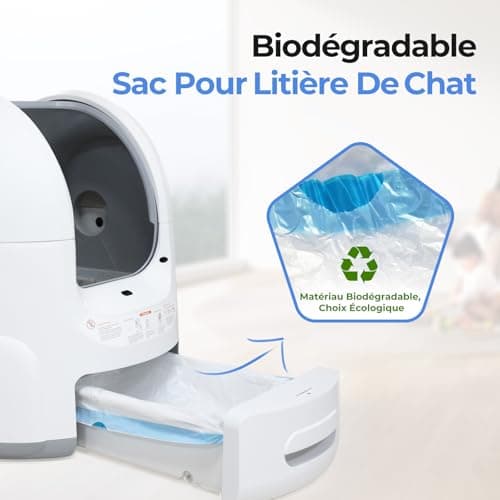 Amicura Litiere Chat Autonettoyante - 45 Pièces de Sac Litiere pour Cura 2 Bac à Litter Automatic, Biodégradables Durabl