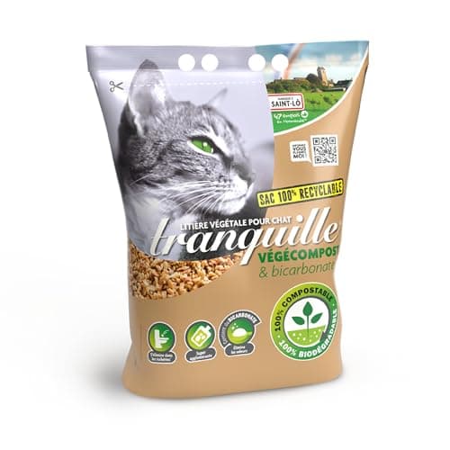 **TRANQUILLE Litière végétale écologique agglomérante 4 L - Pack de 4 pour chats**