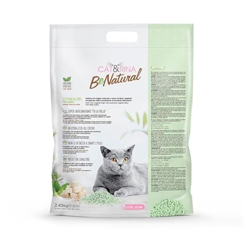 Cat&Rina BeNatural, litière pour chat au tofu 5,5 l, jusqu'à 30 jours d'utilisation, jetable dans les toilettes, litière