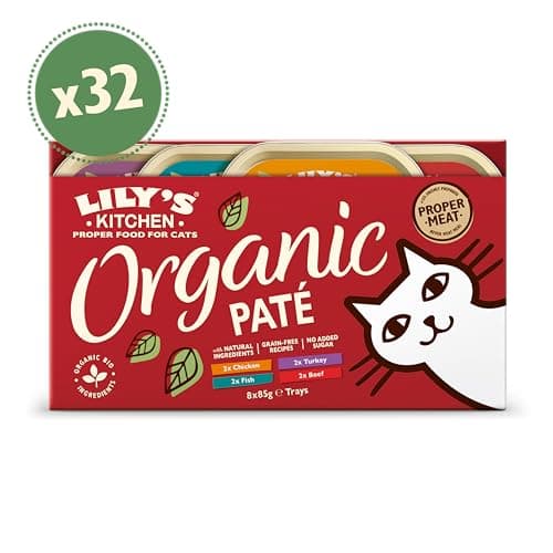 Lily’s Kitchen Aliments humides pour chats adultes Bio 4 x Multipack 8 x 85gSans céréales & Naturels