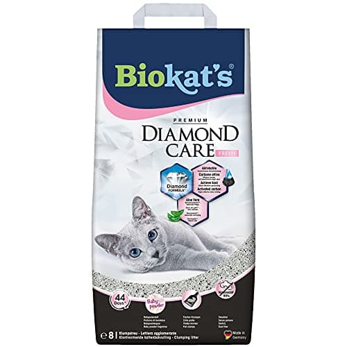 Biokat’s Diamond Care Fresh Litière pour chats - Parfumé - Haute qualité avec charbon actif et Aloe vera - 1 sac de 8 l