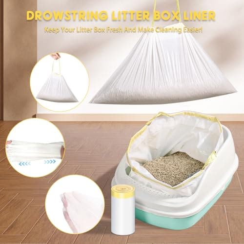 Sac à Litière pour Chat 30 Pièces Forte Capacité Résistant à La Déchirure 940*457MM Anti-Fuite Cordon de Serrage