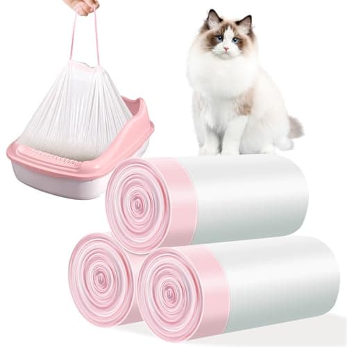 Sac à Litière pour Chat 30 Pièces Forte Capacité Résistant à La Déchirure 940*457MM Anti-Fuite Cordon de Serrage — Rose