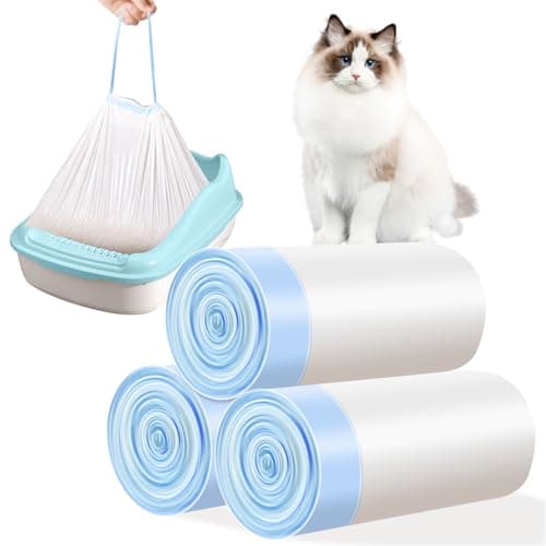 Sac à Litière pour Chat 30 Pièces Forte Capacité Résistant à La Déchirure 940*457MM Anti-Fuite Cordon de Serrage — Bleu