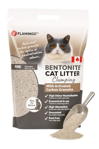 Litière à chats Flamingo, parfum talc bébé, 12kg pour 10 semaines, origine Canada, neutralise odeurs désagréables, douce — 12KG pour 10 SEMAINES NEUTRE