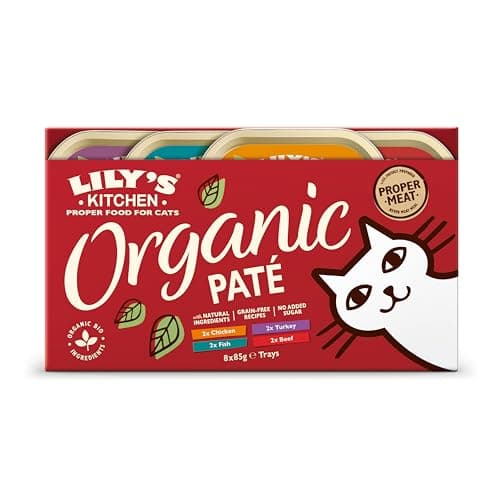 Lily’s Kitchen Aliments humides pour chats adultes Bio 4 x Multipack 8 x 85gSans céréales & Naturels