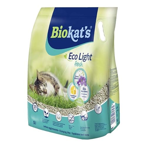 Biokat's ECO LIGHT FRESH SPRING BLOSSOM Litière aggglomérante végétale parfumée pour chats - Absorbant et odorat agréabl