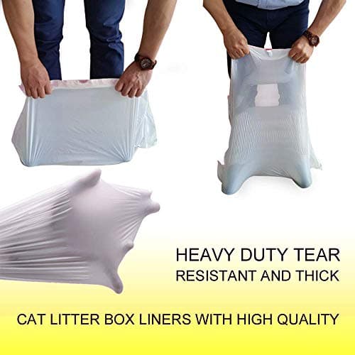 Moliwen Sacs à Litière pour Chat 94×45 cm avec Poignées pour Bac à Litière Grande Taille, 30 Pièces + 1 Rouleau de 15 Sa
