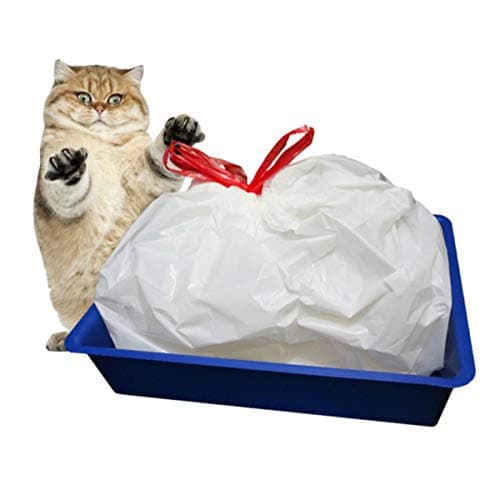 Moliwen Sacs à Litière pour Chat 94×45 cm avec Poignées pour Bac à Litière Grande Taille, 30 Pièces + 1 Rouleau de 15 Sa