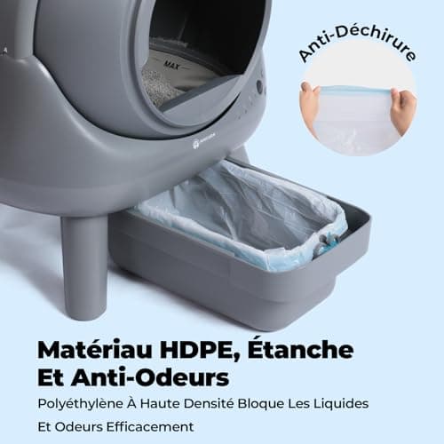 Amicura Cura X1 Sac poubelle - Lot de 3 rouleaux de 60 sacs poubelle auto-nettoyants pour chat | Sans odeur | Indéchirab