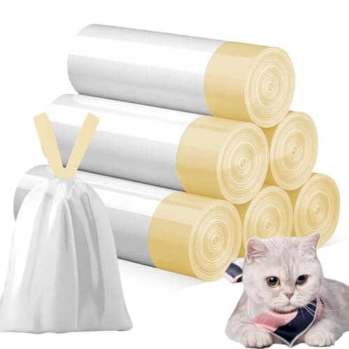 Sacs poubelle avec poignée WANDGU, 6 rouleaux de sacs à litière pour chat, 90 pièces, longue durée de vie, autonettoyant