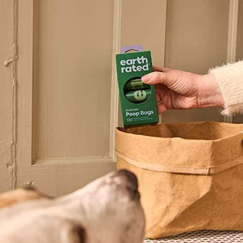 Sacs à crottes Earth Rated pour chiens, étanches et épais, parfum lavande, 120 sacs GreenCircle Certified