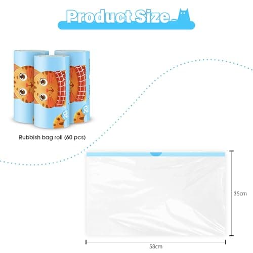 NathrBTV 60 sacs litière chat biodégradables 58 x 35 cm résistants à la déchirure etanches aux liquides pour chats