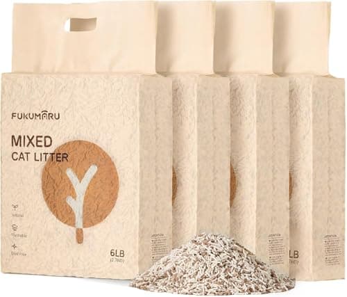 FUKUMARU Litière pour Chat Tofu – Sans Poussière, Contrôle des Odeurs, 4 Pack