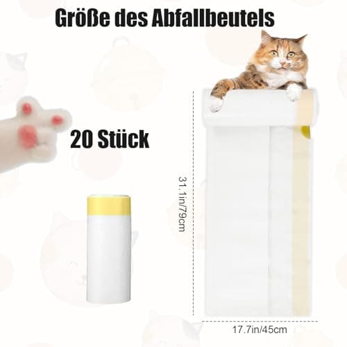 Lot de 20 sacs à litière XL pour chat - Résistant à la déchirure - Sacs hygiéniques - Pour tapis de litière - Taille 79