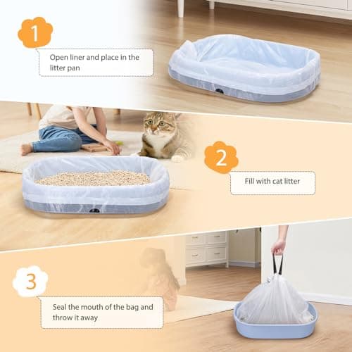 Nobleza Sacs Hygièniques Pour Litière Chat 79 * 45 cm avec Doublures Résistantes aux Griffures et Cordons de Serrage pou