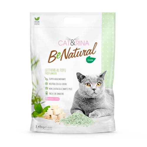 Cat&Rina BeNatural, litière pour chat au tofu 5,5 l, jusqu'à 30 jours d'utilisation, jetable dans les toilettes, litière