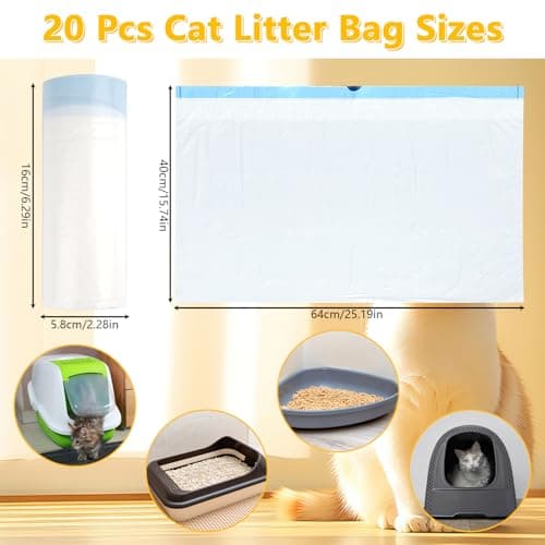 Lot de 20 sacs à litière résistants à la déchirure pour chats - Taille L - 65 x 40 cm - Forte capacité de charge - Sacs