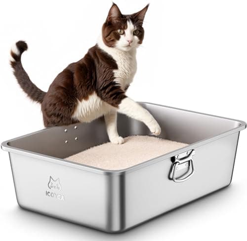 Bac Litiere en INOX pour Grands Chats, Chatons et Lapins - Litiere Toilette Anti-Adhérent et Anti-Odeurs
Bac à Litière e — Série EasyLift (Avec poignées et pelle)