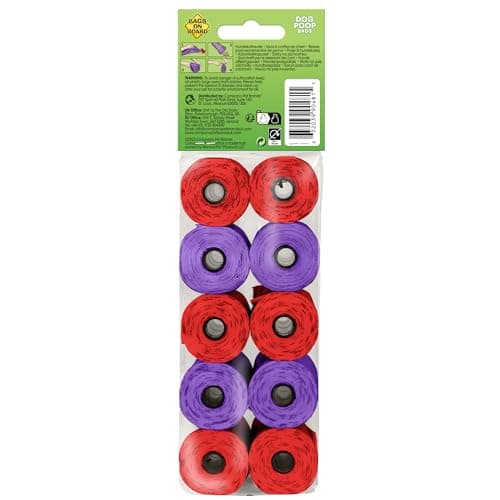 Bags On Board Rechargeable Triple Berry Scented Dog Poop Bags 140 Count Refill Pack for Pet Owners - Eco-Friendly Degrea