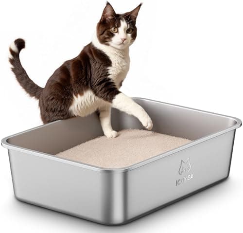 Bac Litiere en INOX pour Grands Chats, Chatons et Lapins - Litiere Toilette Anti-Adhérent et Anti-Odeurs
Bac à Litière e