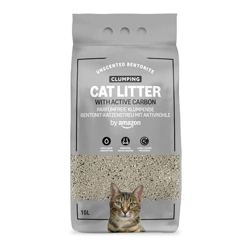 Litière pour chat agglomérante sans parfum avec charbon actif d'Amazon, 10L (1 paquet)