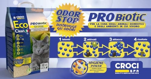 CROCI Eco Clean Probiotique Litière pour Chat Naturelle et Sans Produits Chimiques 10 L 3,8 kg Purifiant et Sans Additif