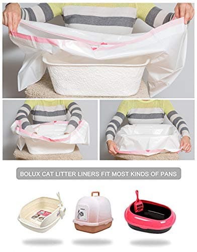 Moliwen Sacs à Litière pour Chat 94×45 cm avec Poignées pour Bac à Litière Grande Taille, 30 Pièces + 1 Rouleau de 15 Sa