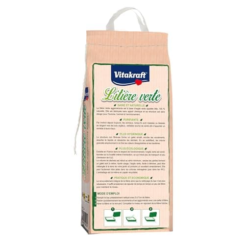 VITAKRAFT Litière Verte Écologique Compostable Anti-Odeur Pour Chat - Ultra-Absorbante - Purifiante - 5 Litres