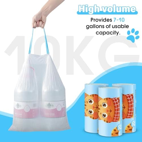NathrBTV 60 sacs litière chat biodégradables 58 x 35 cm résistants à la déchirure etanches aux liquides pour chats